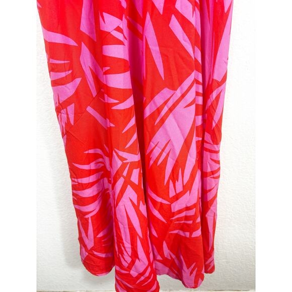 Vici Pink Red Tropical Print Maxi Dress Small Sleeveless Beach Vacation - Picture 10 of 14